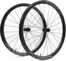 Paire de roues Evoride EvoGravel – Holographique - 700c Disque - 1390gr - 12x100 / 12x142 – Sram XDR - Centerlock – 2022