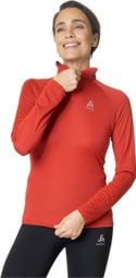 Women's Odlo Essential 1/2 Zip Long Sleeve Jersey Red