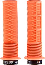 Paar DMR DeathGrip Thin Grips met Tango Orange flenzen