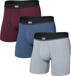 Saxx Essential Cotton Brief Fly Boxershorts Grau/Blau/Braun Herren (3er-Pack)