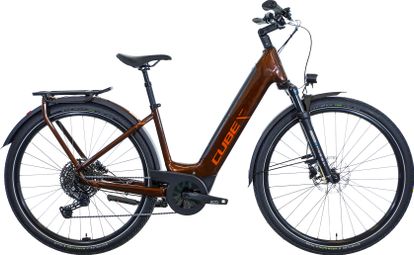 Bicicleta híbrida eléctrica Cube Touring Hybrid Pro 625 Easy Entry Shimano Cues 11V 625 Wh 700 mm Marron Orange Cinnamon 2025 - Produit Reconditionné