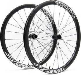 Paire de roues Evoride EvoGravel – Blanc - 700c Disque - 1390gr - 12x100 / 12x142 – Sram XDR - Centerlock – 2022