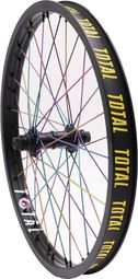 ROUE AVANT TOTAL TECHFIRE BLACK/BLACK / RAINBOW SPOKES