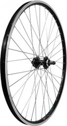 Roue vtt 29  arriere noir pour v-brake et disc moyeu roue libre compatible disc 6 trous (jante double paroi avec oeillets-rayonnage inox)