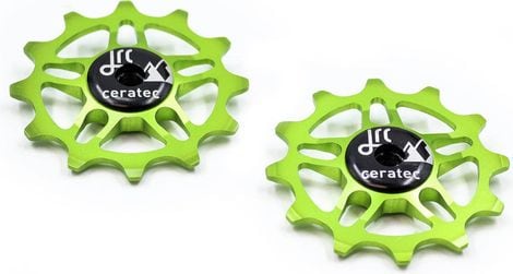 Paar JRC 12 tands poelies voor Sram Rival/Force/Red AXS Lime Green