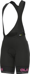 Culote con tirantes Mujer Alé Sella Plus Negro/Rosa Fluo