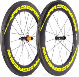 Paire de roues Progress Space Boyau Jaune | 9x100/9x130 mm | Patins | Shimano