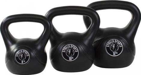 Kettlebells plastique Noires de 2 à 20 KG + Lot de 11 Kettlebells  haltères russes - Poids : LOT DE 3 (8KG - 10 KG - 12 KG)