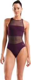 Women's Arena Mesh Panels Back Vent Swimsuit, Bordeaux