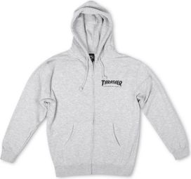 Thrasher Logo Zip Hood Sweat Grey