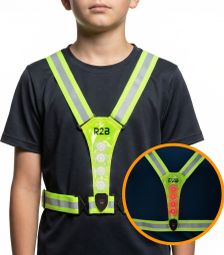 Gilet de course R2B avec éclairage pour enfants - Tailles 110 à 176 - Rechargeable via USB-C