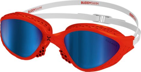 BuddySwim OzeanX Swim Goggles Red-White/Blue Mirror
