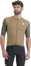 Maillot Sportful Checkmate de manga corta Verde/Beige