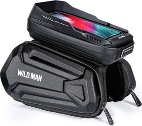 Sacoche de cadre vélo WILD MAN avec porte-téléphone tactile 1 2 L noire