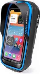 Sacoche de guidon vélo WILD MAN avec porte-téléphone tactile bleue