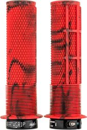 Paire de Grips DMR DeathGrip Thin Avec Flanges Rouge Marbre