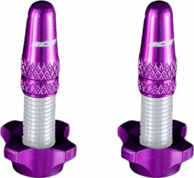 Ice Kit of Aluminium Plugs (X2) and Nuts (X2) Airflow Violet for Tubeless and Presta Valves