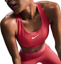 Sujetador rosa de sujeción media Nike Swoosh para mujer