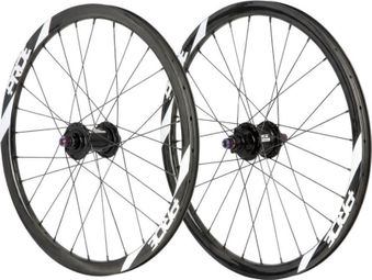Paire de Roues Carbone Expert Pride Wave Blanc Brillant Fusion 10/10mm Noir