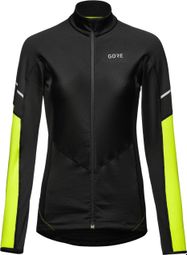 Maillot de manga larga Gore Wear M Thermo para mujer Amarillo fluorescente/Negro