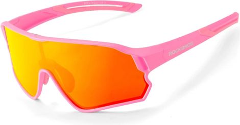 Lunettes de vélo polarisées Rockbros pour enfants de 8 à 14 ans - rose