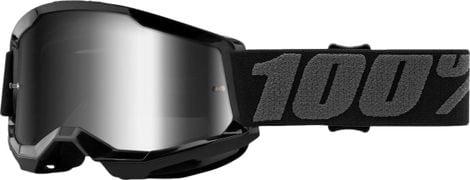 100% Strata 2 Youth Goggle Black - Silver Mirror Lens