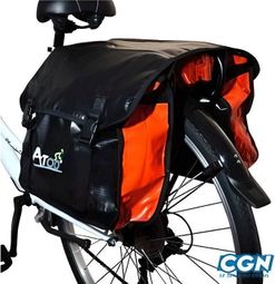 sacoche velo porte bagages a pont 2 volumes noir/rouge 100% etanche - 360x130x320mm