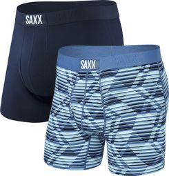 Saxx Ultra Super Soft Brief Fly Boxershorts (2er Pack) Dazed Argyle/Navy Herren