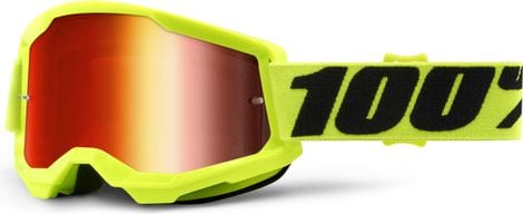 100% Strata 2 Yellow Goggle - Red Mirror Lens