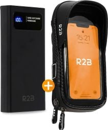 Support et Protection Smartphone Robuste et étanche Pour vélo R2B Rotation à 360 Degrés + Banque d'énergie 10 000 mAh