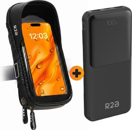 Support Téléphone pour Velo - Robuste et étanche Pour vélo - Rotation à 360 Degrés + Banque d'énergie 10 000 mAh