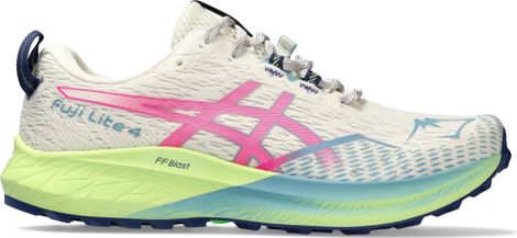Asics Fuji Lite 4 White Pink Green Women's Trail Shoes