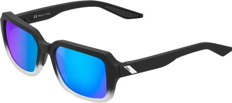 Lunettes 100% Rideley Fade Noir / Blanc - Lentilles Miroir Bleu