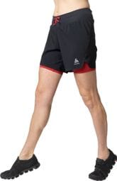 Pantalones cortos 2 en 1 Odlo <strong>X-Alp</strong> Trail 6 pulgadas para mujer Negro/Rojo