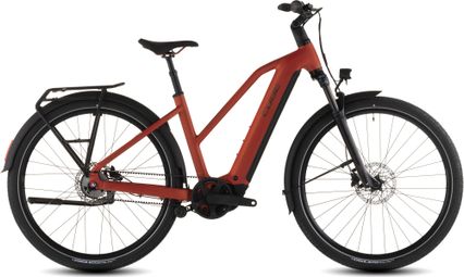 Cube Touring Hybrid Comfort SLX 800 Trapeze - Bicicletta da trekking elettrica con cambio Shimano Nexus 5S a cinghia, batteria da 800 Wh, 700 mm, colore rosso-arancio 
