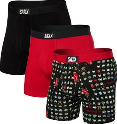 Saxx Ultra Super Soft Boxer 3-Pack Red/Black