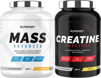 Programme Prise de Masse Avancé - Mass Advanced 2 5kg Banana Split - Créatine Hardcore 1 5 kg Tropical
