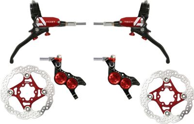 Pair of Hope Tech 4 V4 Aviation Brakes Black/Red + Hope 6-Hole Discs