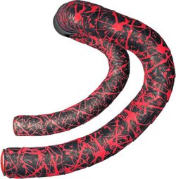 Ruban de Cintre Supacaz Super Sticky Kush Limited Splat Neon Rouge avec Bouchons 