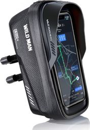 Sacoche de cadre WILD MAN vélo étanche avec porte-téléphone ES12X 1 L noire