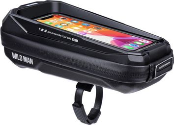 Sacoche de guidon WILD MAN de vélo étanche avec porte-téléphone noire