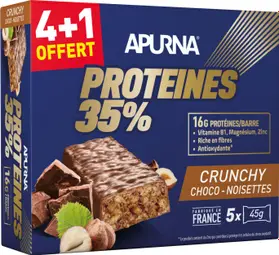Apurna Crunchy Chocolate-Hazelnut High Protein Bar 5x45g