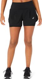 2-in-1 Shorts Damen Asics Road 3.5in Schwarz