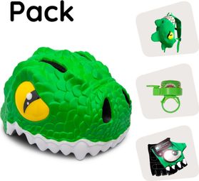 Crazy Safety pack-Casque Crocodile Vert pour enfants  sac à dos  sonnette  gants