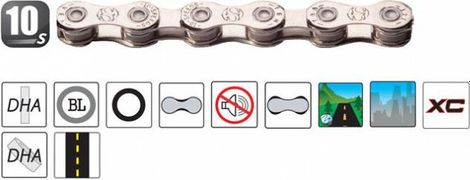 Yaban Chain S10e - 1/2'' 11/128'' - Silver - 10 speed