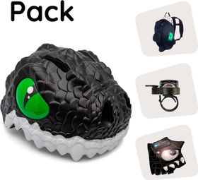 Crazy Safety pack - Casque Dragon Noir pour enfants  sac à dos  sonnette  gants