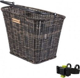 BASIL Panier À Vélo Bremen Rattan Look Avec Support De Guidon 27 X 35 X 29 Cm