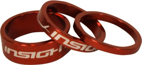 Insight 1-1/8'' x3 Spacers Red