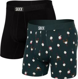 Set van 2 Saxx Ultra Super Soft Boxershorts Zwart/Groen