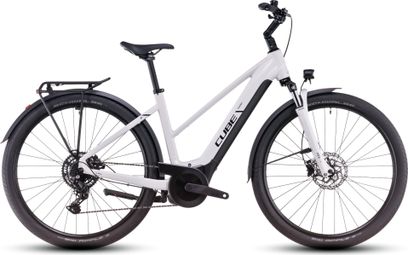 Cube Touring Hybrid One 500 Trapezio Bicicletta ibrida elettrica Shimano Cues 9S 500 Wh 700 mm Cotone Bianco Grigio 2025